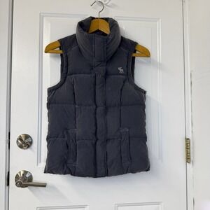 Abercrombie & Fitch Women's Puffer Vest Full Double Zip Blue Women's Sz‎ Small